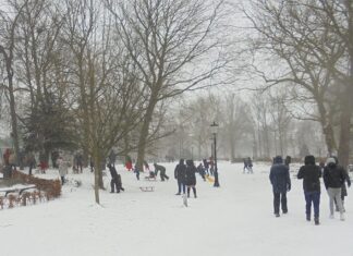 Sneeuwjacht in Oosterpark