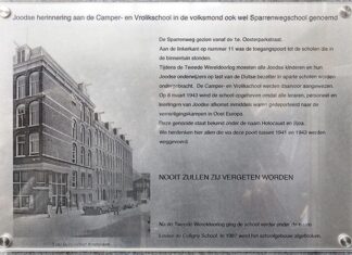 Plaquette ter nagedachtenis aan Joodse leerlingen en leraren Sparrenwegschool