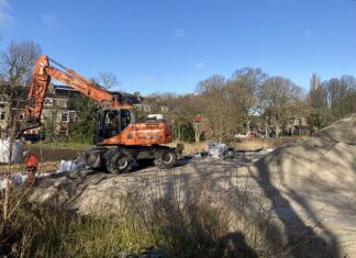 Opslagterrein en werklocatie op Galileïplantsoen voor groot onderhoud Middenmeer Noord