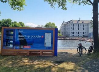 Suppen bij het Marineterrein. Je kunt er een complete sup-set huren
