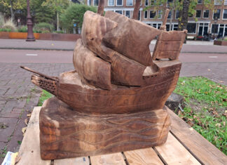Houtkunstroute. Gekapte of omgevallen bomen worden sculpturen